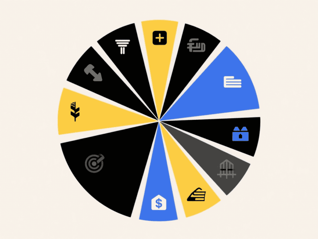 Ejemplo de diversificación de capital en 10 activos para reducir riesgos