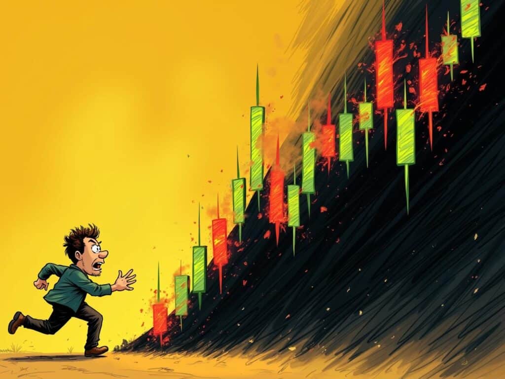 Inversor cometiendo el error de vender en pánico durante una caída del mercado